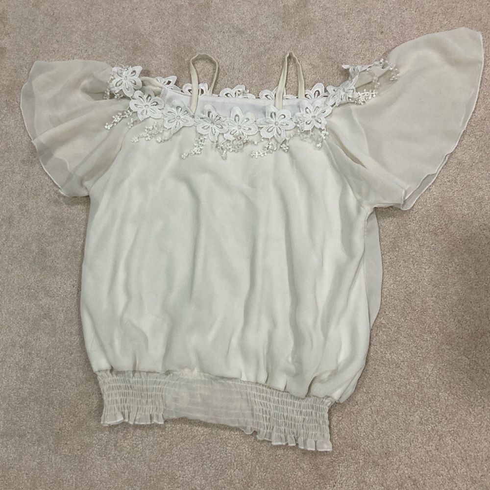 Elegant White Floral Women's Blouse